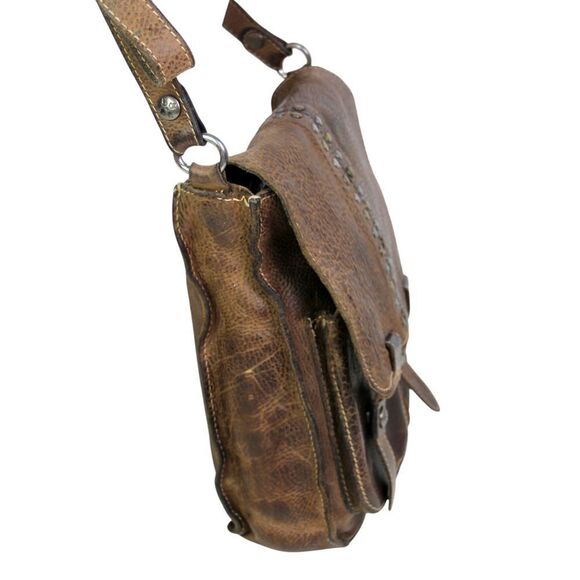 ROOMY Patricia Nash BROWN GENUINE LEATHER FLAP X-BODY SHOULDER BAG HANDBAG PURSE - Picture 3 of 16